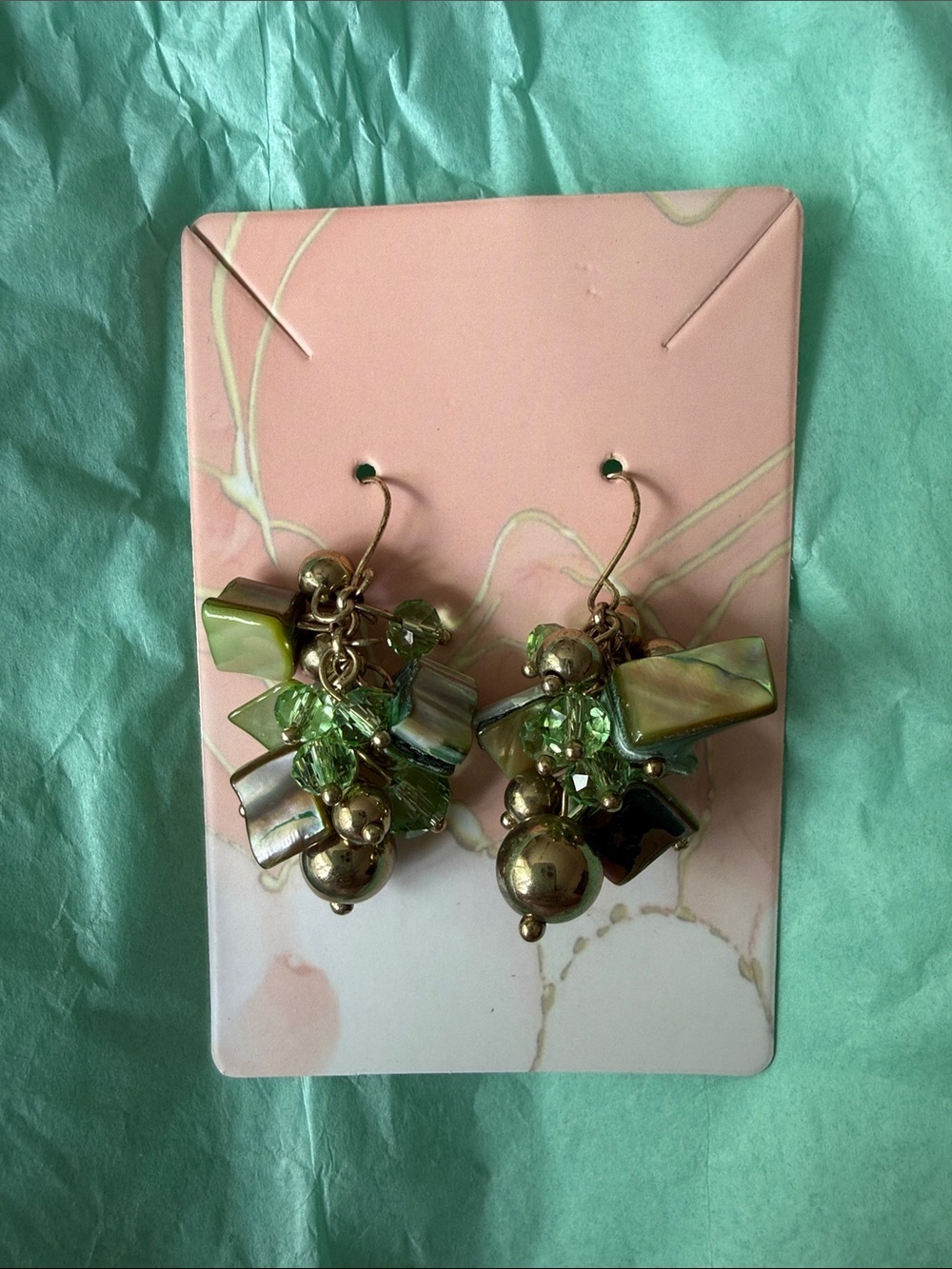 Green Cluster Drop Earrings - Elegant Women’s Jewelry